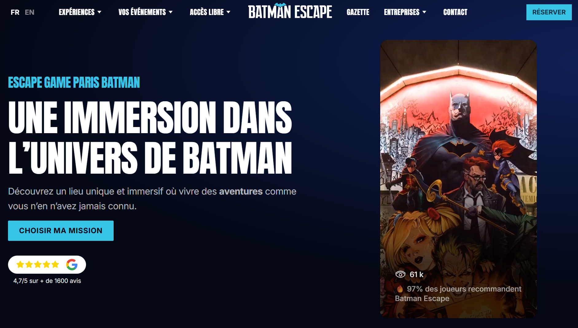 Homepage Batman Escape - batman-escape.com