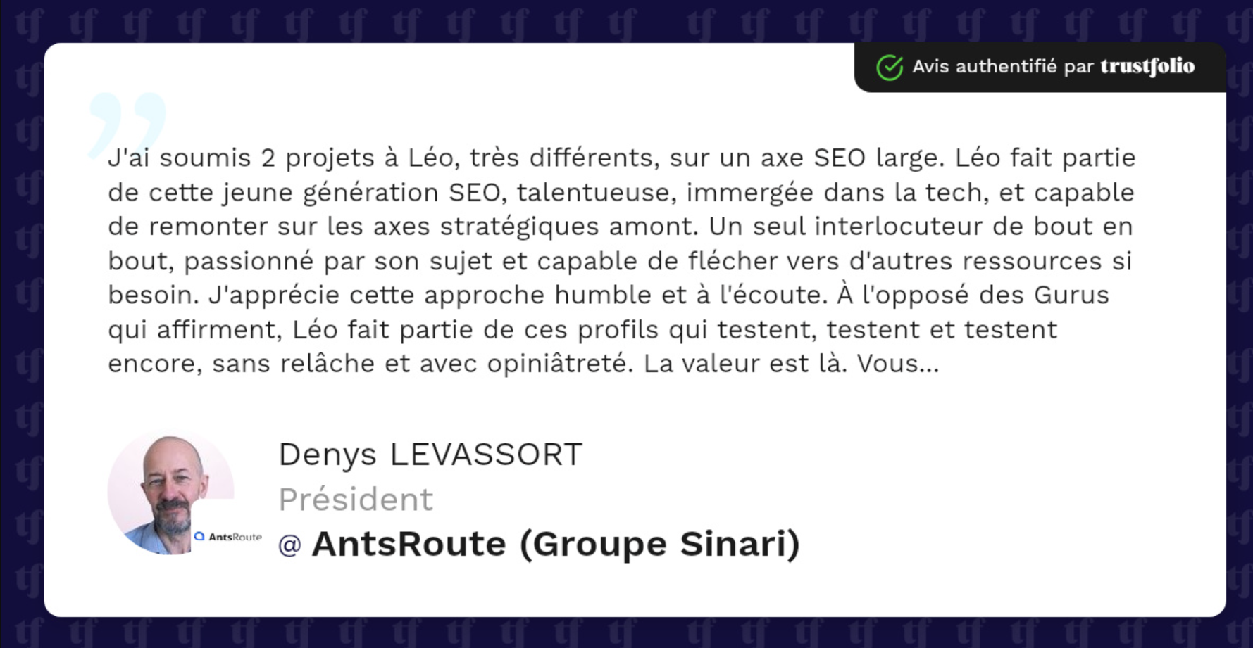 Témoignage client AntsRoute - SEO B2B logistique