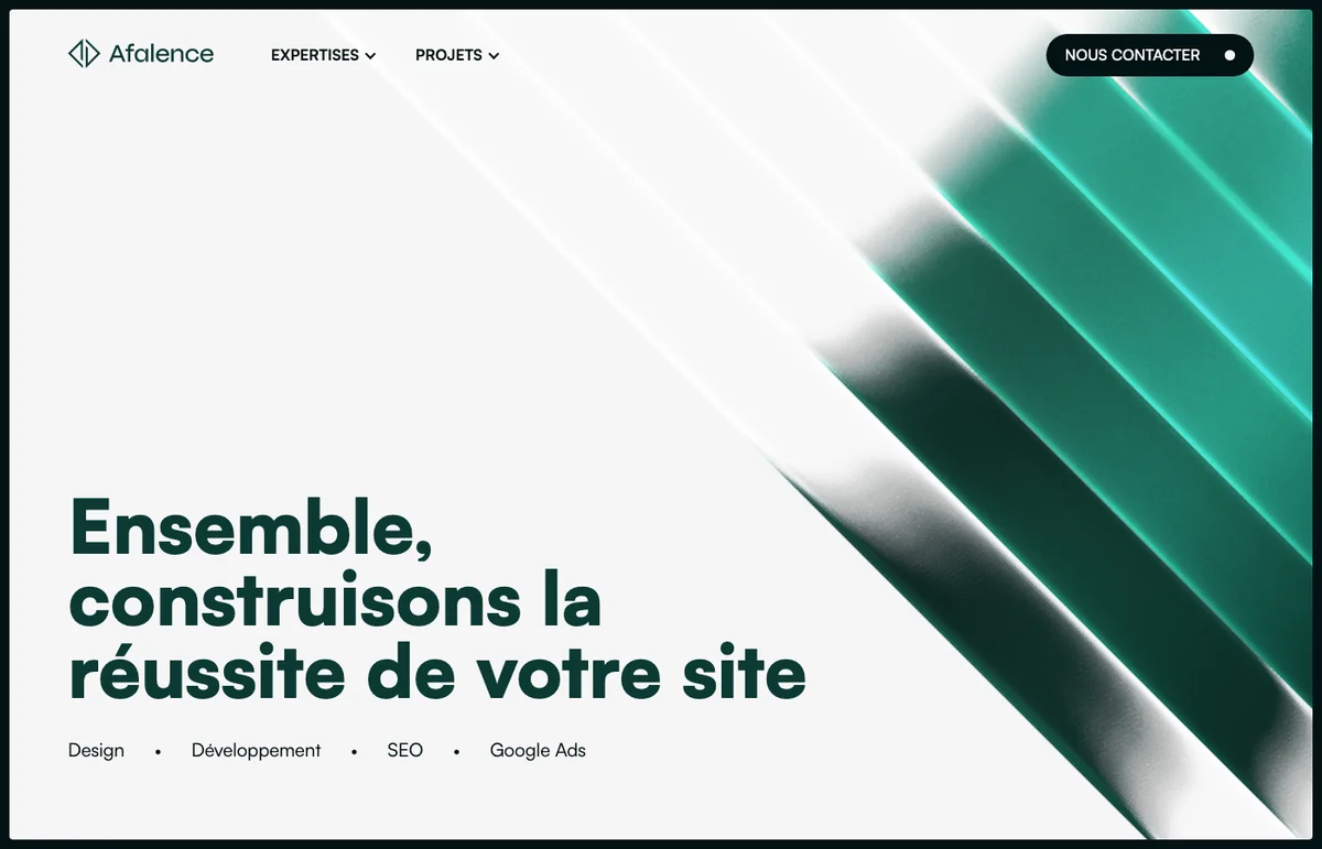 Homepage du site Afalence, agence création de sites SEO et Google Ads