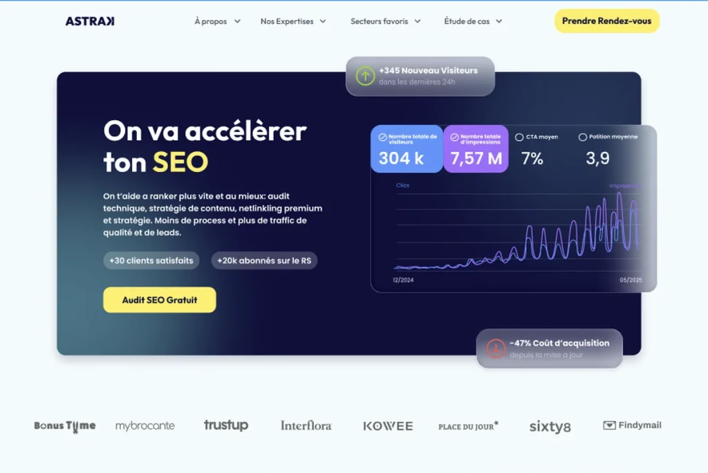 Homepage Astrak agence SEO